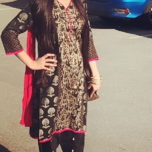 stylish black shirt with tulip pants 3 piece